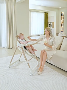 6 In 1 Baby High Chair Foldable Height Adjustable Sit or Lie Down Rocker Feeding Chair with Adjustable Tray&Safety Belt