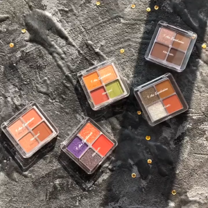 【READY STOCK】4-Color Eyeshadow Palette Clay/Shimmer/Sweatproof Long-Lasting Portable/Metallic Waterproof Travel Compact