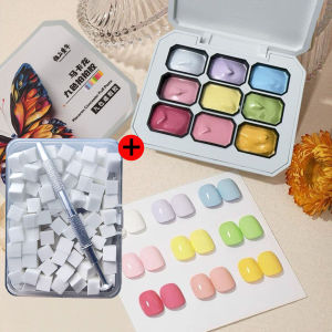 1 ชุด/2 ชิ้น เจลทาเล็บสีมาการองเนื้อแน่น ความสดใสสูง ยูวี&แอลอีดี พร้อมกล่องฟองน้ำและคลิปสำหรับทำเล็บ DIY