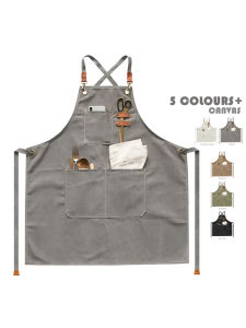 Thickened Canvas Apron with Cross Back Straps in Solid Color Simple Design for Kitchen Work Ideal for Coffee Shops And Home Use