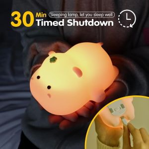 Cute Childrens Pink Hippo Night Light Rechargeable LED Touch Cute Light Food grade Silicone 3-mode Animal Night Light Nursery Baby Room Cute Night Light Gift for Children Girls and Boys