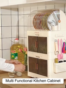 Dish Cabinet Kitchen Dish Rack Cupboard with Cover Drain Plate Tableware Foldable Dish Rack Multifunctional Dish cabinet Dish Cabinet Kitchen Dish