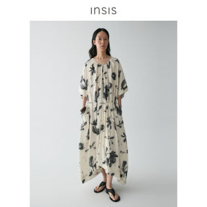 INSIS FEMME | Print Cotton Summer Bellflower Loose Cocoon Sleeve Dress