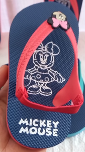 Sandal Anak Perempuan Mickey Mouse Merah/Navy Karet Tali Belakang Toddler/Baby/Balita Baru Bisa Jalan Sampai Usia 3 Tahun