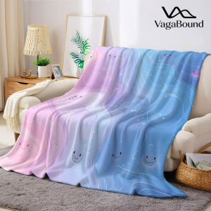 BILIBILI | Pastel Smile Liquid Marble Flannel Blanket Warm Soft Halloween Christmas Decorative Couch Warm Cozy All-Season Gift