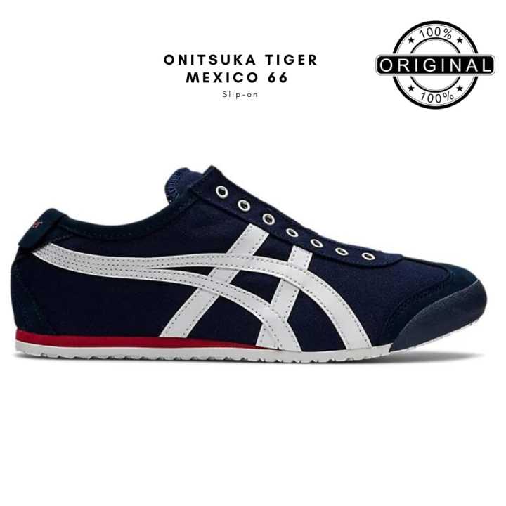 Sepatu onitsuka slip on mexico66 Navy White Red Lazada Indonesia