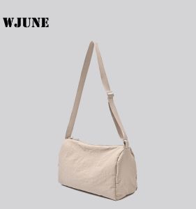 Japanese Style Nylon Bag Fitness Sports Messenger Bag Female Casual Pure Color Draping Student Shoulder Bag Large Capacity Totes