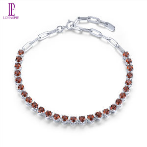 Lohaspie Jewelry Real 4 Carats Solid Sterling Silver 925 Bracelet Natural Garnet Amethyst Bracelet Garnet Birthstone Bracelet For Women Genuine Amethyst Stone Bracelet Jewelry