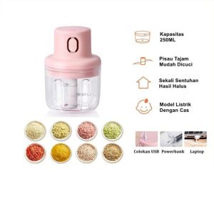 Mini Chopper Wireless Elektrik Harga Termurah Blender Portabel Elektrik Tanpa Kabel Mini Chopper 250ML Alat Penggiling Pencincang Bumbu Dapur Elektrik Tanpa Kabel