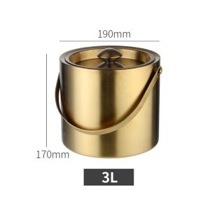 Thùng Đá Hai Lớp Bằng Thép Không Gỉ Màu Bạc/vàng Thân Thiện Với Môi Trường Có Tay Cầm Tiện Lợi Dùng Cho Quán Karaoke Bar Rượu Whisky Bia