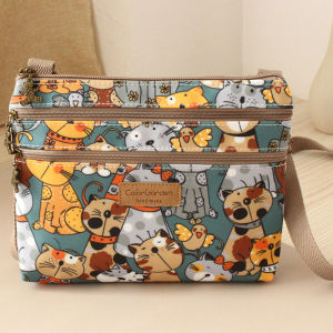 Waterproof Oxford Cloth Lightweight Flat Mobile Phone Bag Crossbody Makeup Storage Pouch Zipper Closure Casual Style Bag