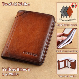 GERUOLA Slim RFID Shielded Genuine Leather Wallet for Men-Multifunctional ID & Credit Card Holder Dark Brown with Embellishments