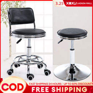 Swivel Chair Besi Kerusi Adjustable Height Rotatable Wheeled Cushion  Chair Coffee Bar Counter Salon Chair  Backrest Kerusi Kopi 吧台椅 旋转椅