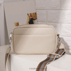 New Solid Color Multi-layer Women Sling Crossbody Bag Vinatge PU Leather Wide Strap Shoulder Bag