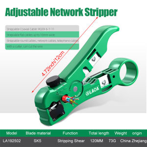 LAOA | LAOA Multi-Function Adjustable Coaxial Cable Stripper Network Wire Peeler Cutter Tool SK5 Blade