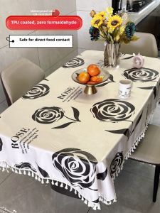 Food Grade TPU Tablecloth Waterproof Oil Resistant No Need to Wash Rectangular Luxury Sensation Dining Tablecloth Home Use