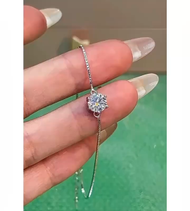 Vvi Moissanite Bracelet สร้อยข้อมือ เงินแท้บริสุทธิ์ 925 เพชรโมอีส คลาสสิคหกแฉก เรียบง่าย vvs/D ใบรับรองGRA 1ct