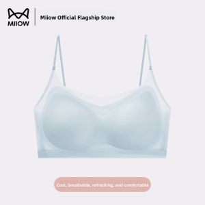 miiow | MiiOW Ice Silk Bra Womens Summer Thin Backless Seamless Anti-Sagging New Style Large Chest Small Gathered Underwear