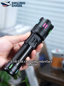 SMILING SHARK LED Flashlight 5Mode Super Bright Torch Light Type-c Rechargeable Waterproof Super Durable Outside Camping Emergency Lighting SD5320