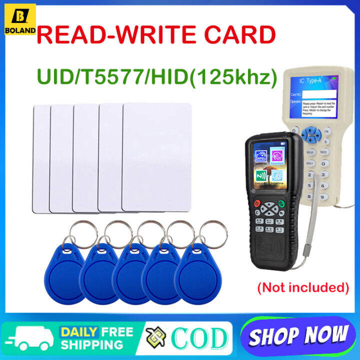 Boland 10pcs RFID Rewritable Cards UID 13 56Mhz T5577 HID 125Khz Blank