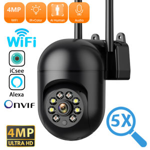 4MP2K ICSEE Wifi Surveillance Camera HD Night Vision Ai Human Detection Home Security Camera Two Ways Audio 2.4G PTZ IP Camera