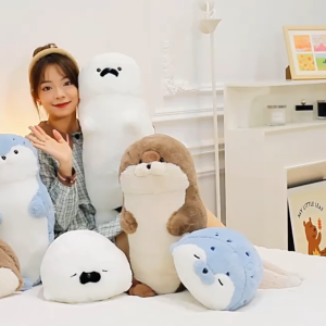 Genuine Sea Otter Seal Plush Toy Seal Pillow Cute Bed Holding Sleeping Sea Otter Doll Super Soft Doll Birthday gift