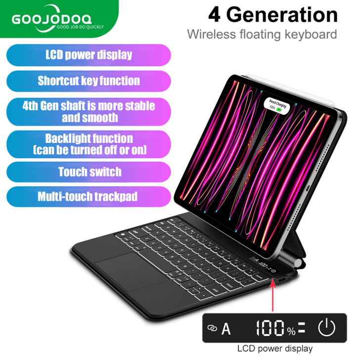 GOOJODOQ 4 Gen iPad Magic Keyboard with LCD Display Case for Pro 
