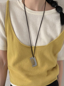 Long Comb Necklace Womens Fashion Silver Design Sweater Chain Accessory Bloggers Favorite Small Version Trendy Jewelry