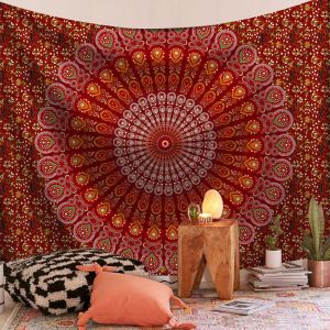 Wall Hanging Indian Mandala Tapestry Psychedelic Bohemian Home Decoration Aesthetic Living Room Background Cloth Beach Yoga Mat