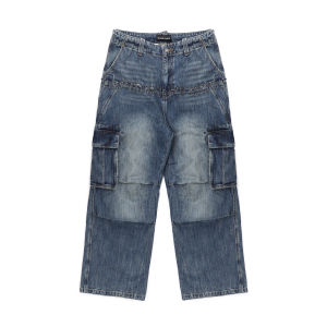 MASONPRINCE DIY Metal Pin Structure Workwear Jeans Long Pants Spring 2025 Catwalk Show Fashionable Mens Denim Trousers