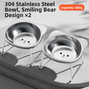 7o | Raised Neck Protection Stainless Steel Pet Bowl