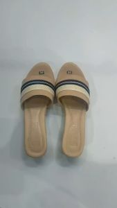 Dép nữ quai ngang HA NAM đế xuồng da bò cao cấp 7cm DNU2163