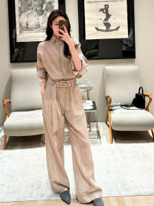 Stylish Petite Linen Shirt and Pants Set