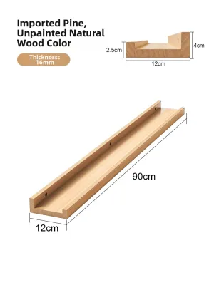 Wall-Mounted Solid Wood Shelf No-Drilling Honor Display Rack Single-Board Layer Board Wall Surface Display Hanging Shelf