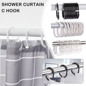 24pcs Curtain Ring Shower Curtain Knocker Circle Hook Transparent Hanging Bathroom Curtains Hook Bathroom Accessories