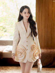 Unique 3D Flower Design Slimming Suit Jacket