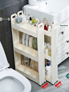 Narrow Bathroom Kitchen Gap Shelf Ultra Thin Fridge Side Storage Rack 3 Layers Plastic Material Universal Home Organization