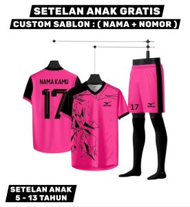 [ FREE SABLON CUSTOM NAMSET ] 1 Setel Baju sepak Bola Anak Laki laki Baju Badminton Baju Bola Futsal Baju Olahraga Anak Laki Dan Perempuan Usia 5-13 Tahun