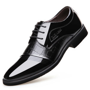 Mens Leather Shoes Summer Hollow Breathable Business Casual Korean Style Inner Height Increased British Formal Wear Fancy Pointed Leather Shoes