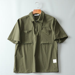 Mountain Functional Workwear Moisture Wicking Summer Men Loose Outdoor Casual Half Zipper Quick-Drying T-shirt Shirt