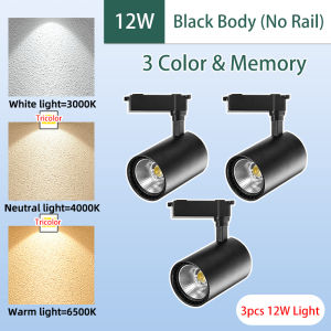 CANMEIJIA LED Track light with Memory Ceiling Lights 3 Color Change Track Lamp Rail Modern Simple Spotlight Adjustable Indoor Lamp Fixture for Home Living Room Clothing Shop