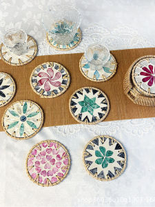 Handmade Wicker Shell Coaster round Tea Cup Mat Heat Resistant Pad Home Dining Table Tea Cup Pads Anti-Scalding Bowl Mat