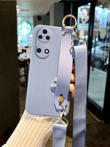 For Huawei P50 Phone Case P40 Minimalist P30 Pure Color Wrist Strap Bracket P20 New Arrival Pro Liquid Ultra-Thin Soft Silicone Cover E Crossbody over-the-Shoulder Lanyard Couple Men and Women