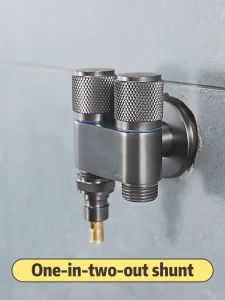 Brass cast body!Bathroom Wash Machine Faucet 2 way connector Dual control water outlet Thickened Explosion-proof No water leakage Double Angle Valve One-in Two-out Shunt triangle valve Multifunction Spout Laundry Washer Tap two way Faucet