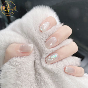 Wear Nail Short Student Finished Nail Beauty Patch Fancy White Cat Eye Shell Small Pearl Pregnant Women Fake Nails