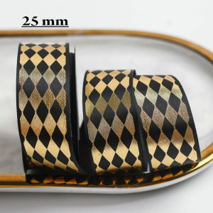 10 Yards/Roll Black Gold Ribbon 22mm Gilded Ribbons For Bow Gift Wrapping Wedding Christmas Flower Hat Hair Ornament DIY Crafts