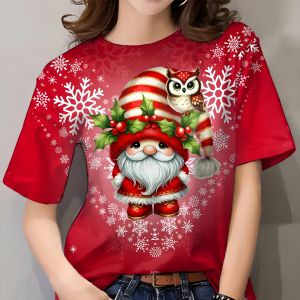 Áo Thun Nữ Tay Ngắn in 3D Hình Santa Claus Halloween Cổ Tròn Thời Trang Thường Ngày Mùa Hè Polyester Thường Ngày
