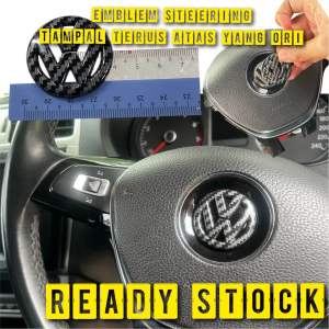 emblem steering volkswagen VW carbon tampal atas logo ori double tape dah disediakan