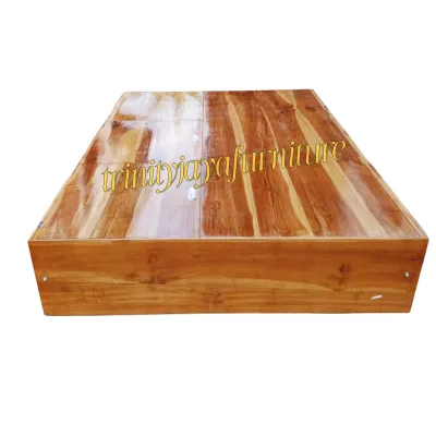 Dipan Ranjang Box Laci Tanpa Sandaran Kayu Jati/trinityjayafurniture