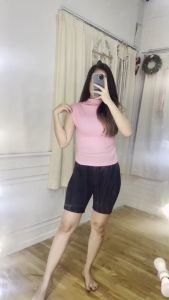 Claresta Knit Atasan Baju Wanita Crop Top Merah Maroon